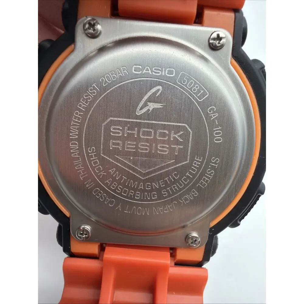 Casio G-Shock GA-100 5081 Black And Orange Pink Dial Camo Watch